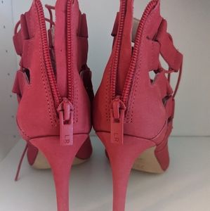 Loeffler Randall Red Lace Up Sandals